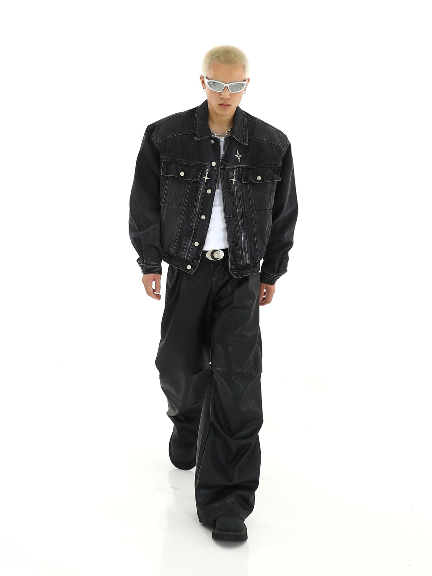 HEAVY WASH METAL ZIPPER DENIM JACKET