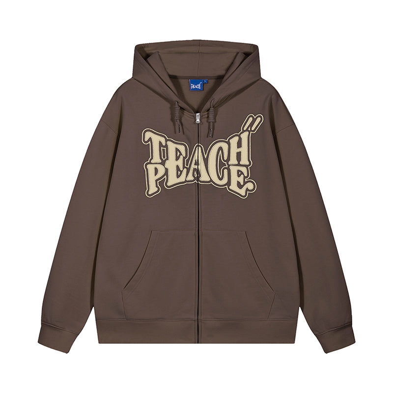 PATCH EMBROIDERY ZIPPED HOODIE