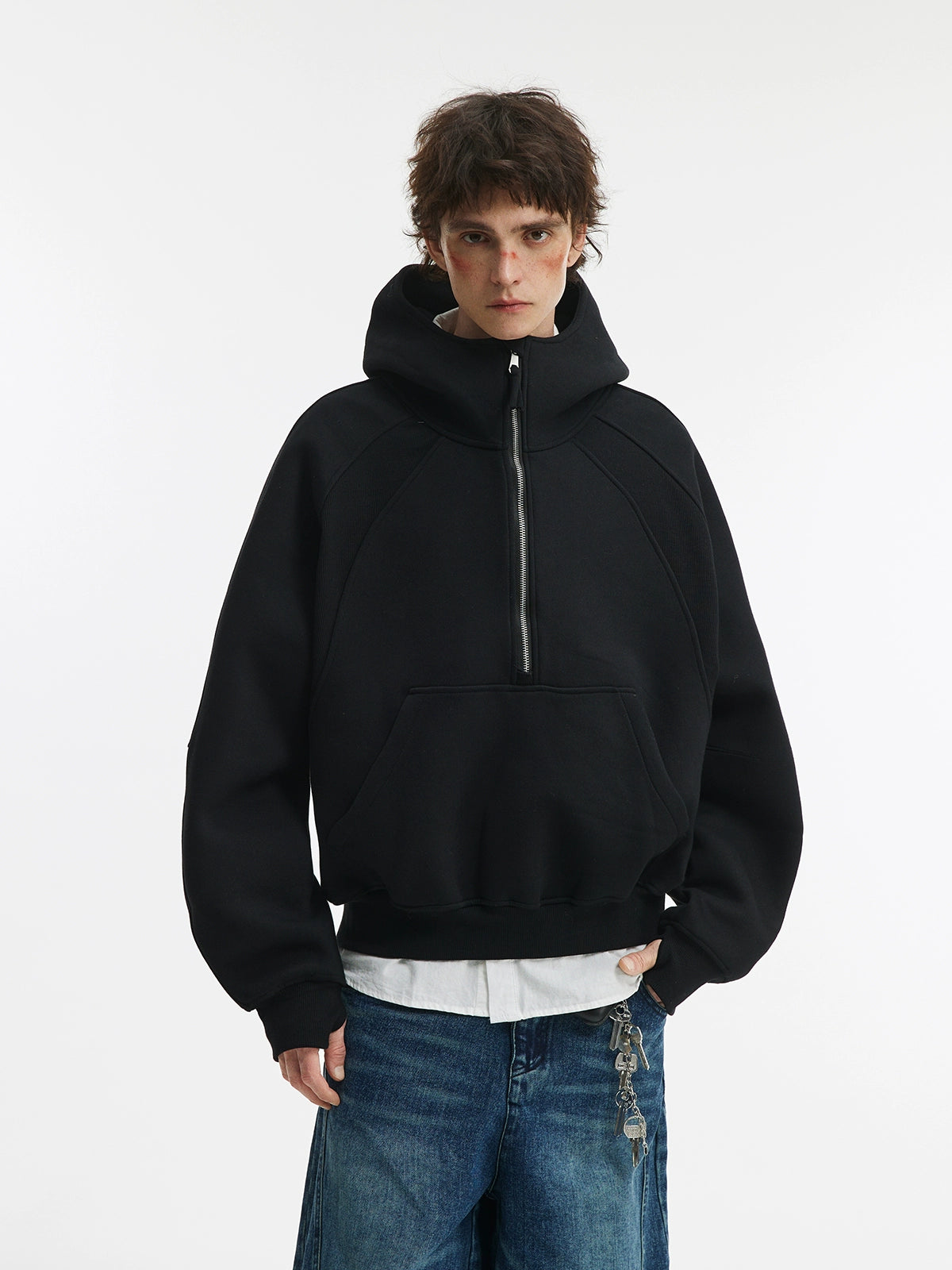 HIGH NECK HEAVY HALF ZIP SWEAT
