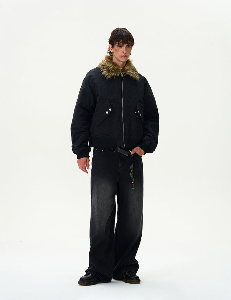 FUR COLLAR BOMBER JACKET