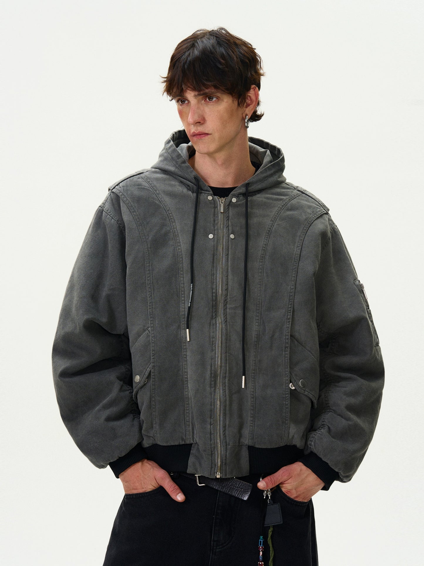 WASHED BOMBER PADDED JACKET