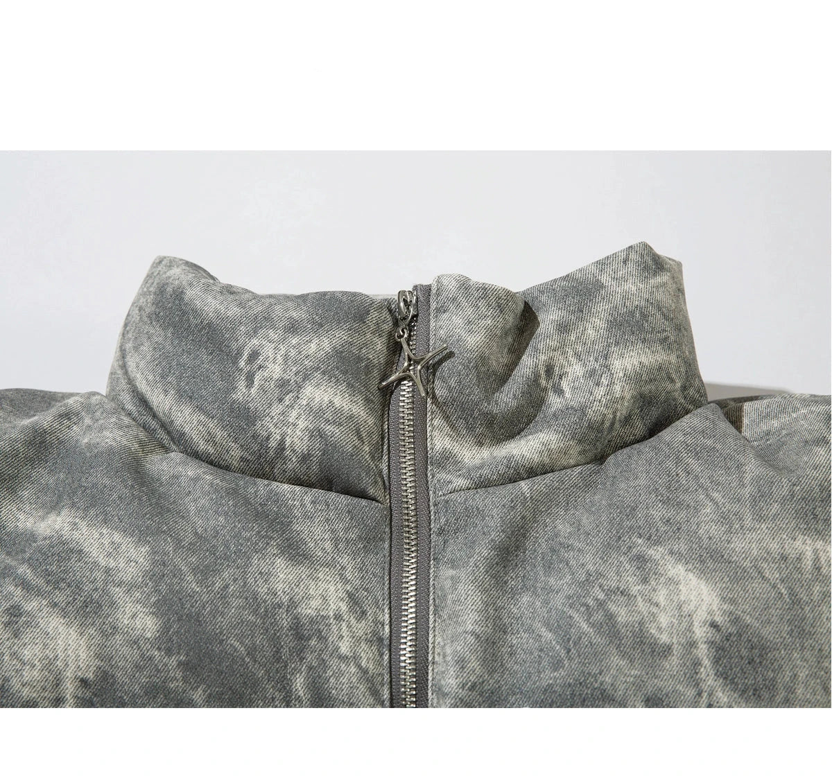 CAMOUFLAGE PU LEATHER PUFFER JACKET