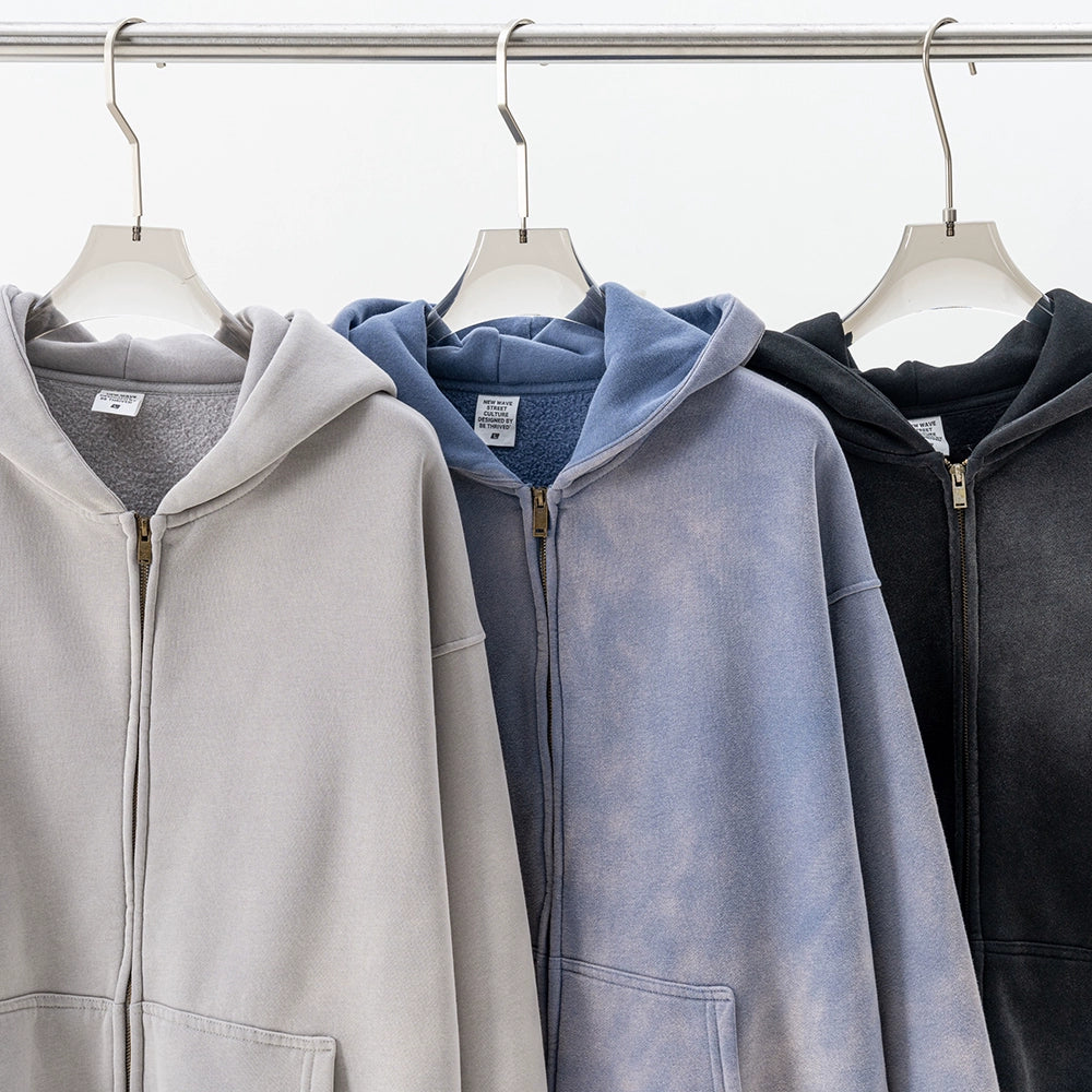 GRADIENT WASHED ZIPPED HOODIE