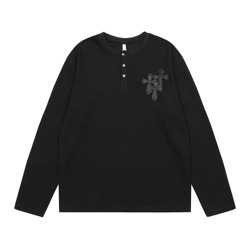 CROSS PATCH WAFFLE LONG T-SHIRT