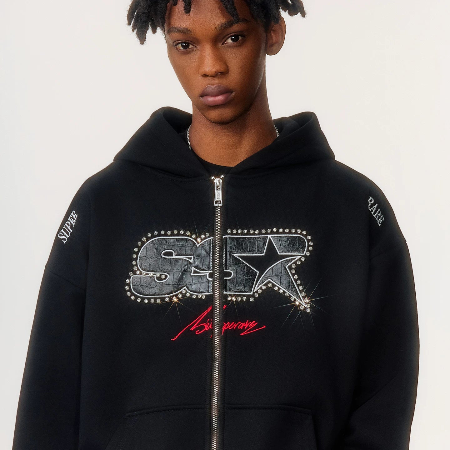 CRYSTAL STAR LOGO ZIP HOODIE