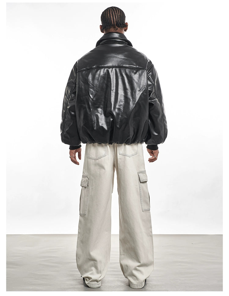 THICKNED PU LEATHER JACKET