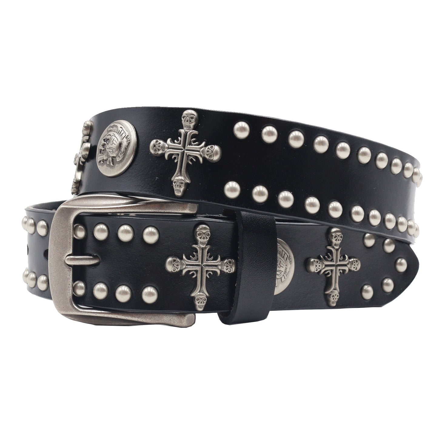SKULL CROSS STUDS BELT