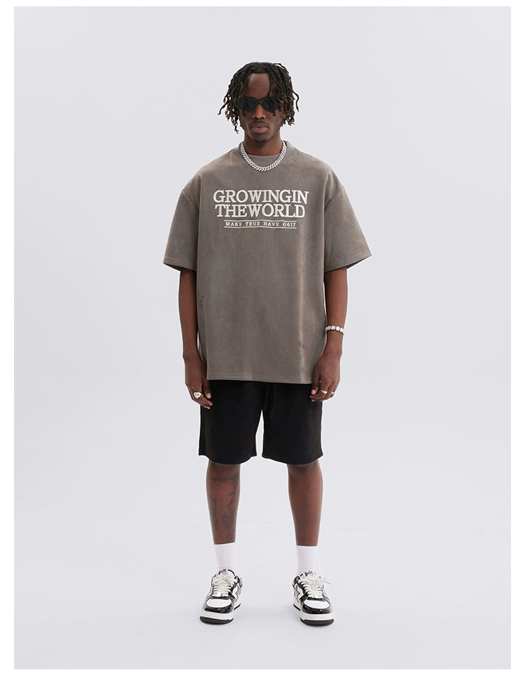 EMBROIDERY SUEDE T-SHIRTS