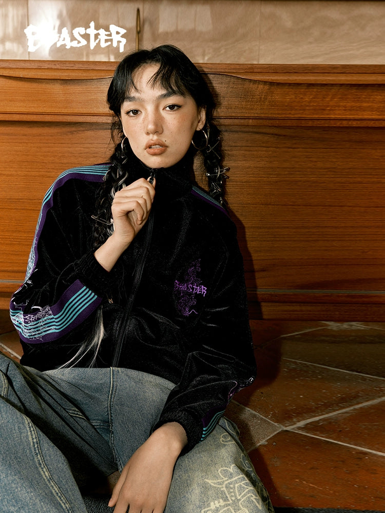 EMBROIDERY VELOUR TRACK JACKET