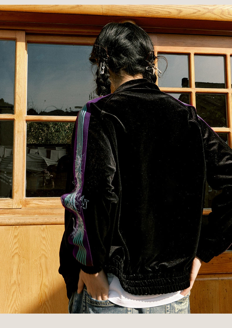 EMBROIDERY VELOUR TRACK JACKET