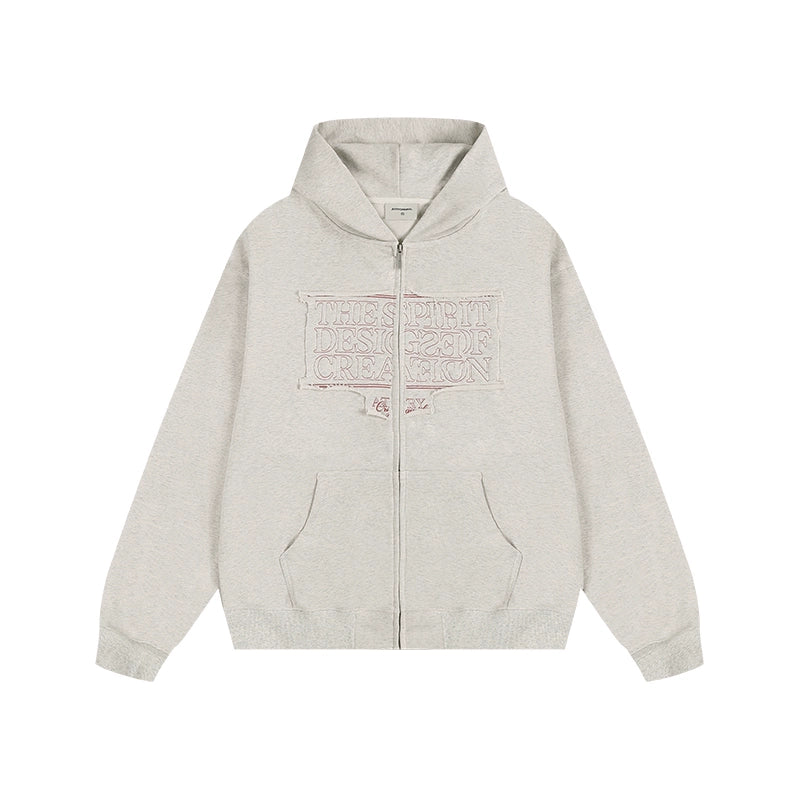 PATCH EMBROIDERED HEAVY ZIPPED HOODIE
