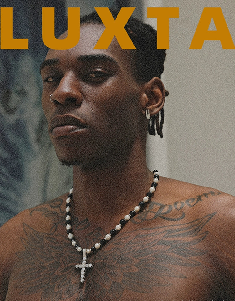 PEARL STONE ICED CROSS NECKRACE