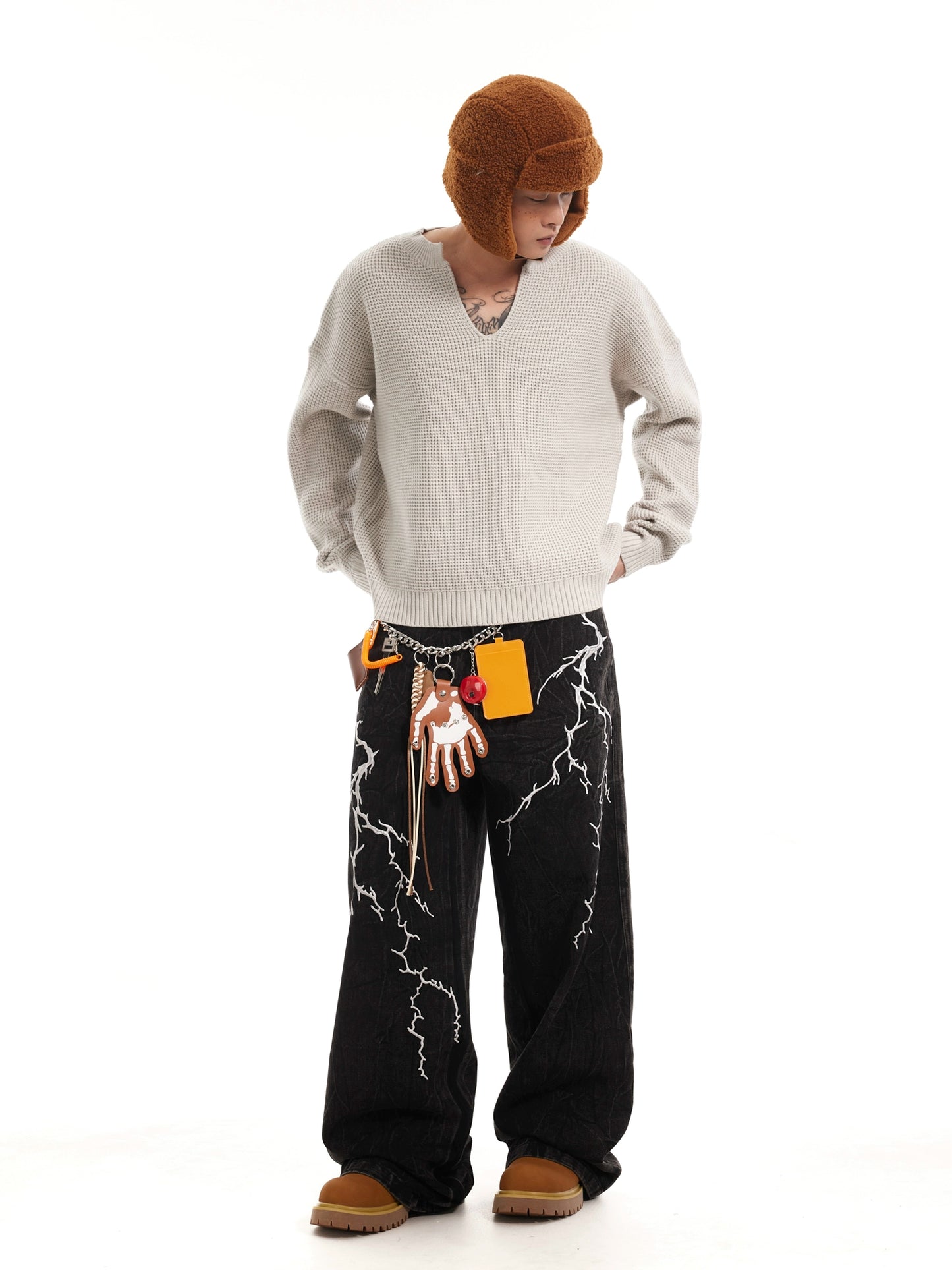 LIGHTNING EMBROIDERY DENIM PANTS