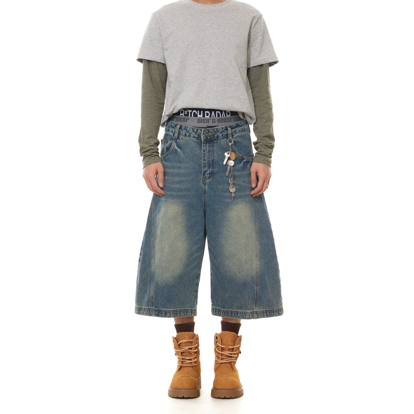 VINTAGE WASHED BOXY DENIM SHORTS