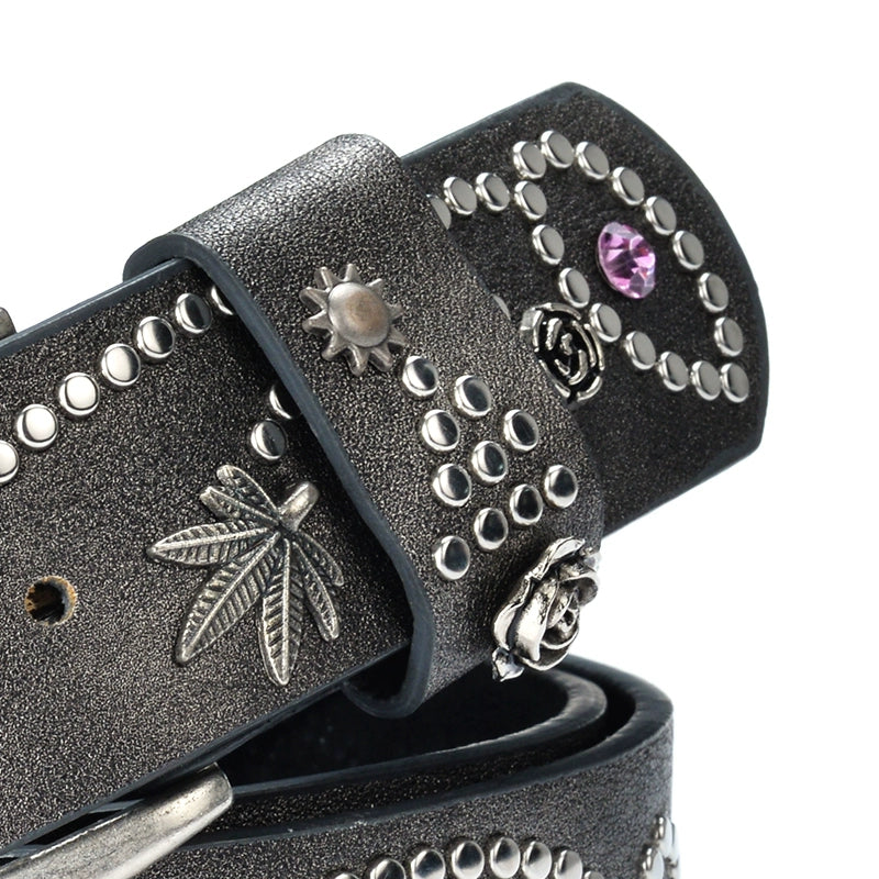 STUDDED PAISLEY FLOWER GEMSTONE BELT