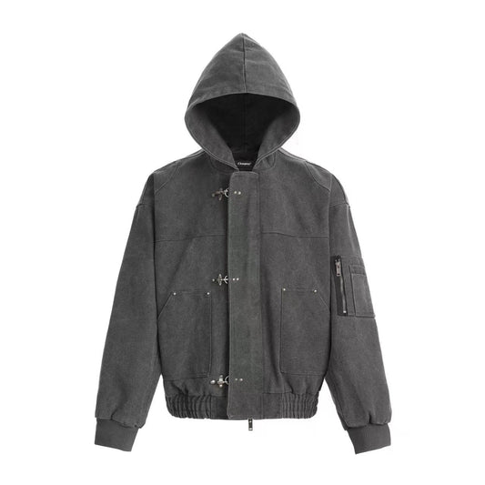 WASHED MILITARY HOOD FIREMAN JACKET