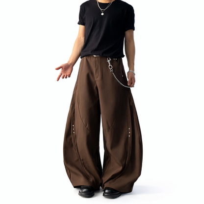 BAGGY BROWN FLOWY WIDE PANTS