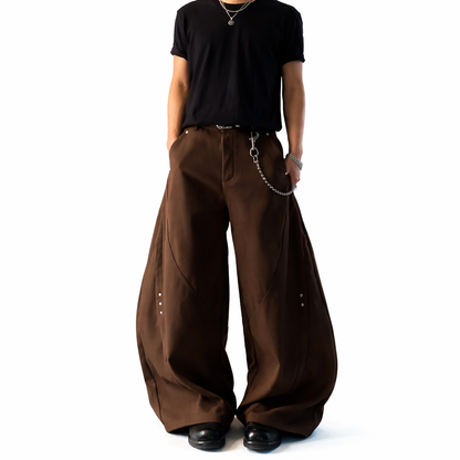 BAGGY BROWN FLOWY WIDE PANTS