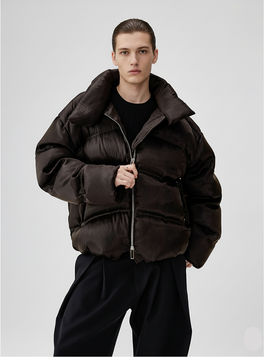 HEAVY LIQUID METAL TEXTURE DOWN JACKET