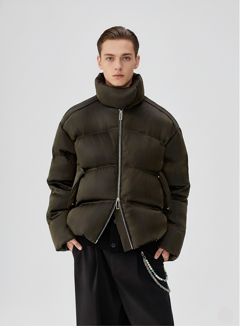 HEAVY LIQUID METAL TEXTURE DOWN JACKET