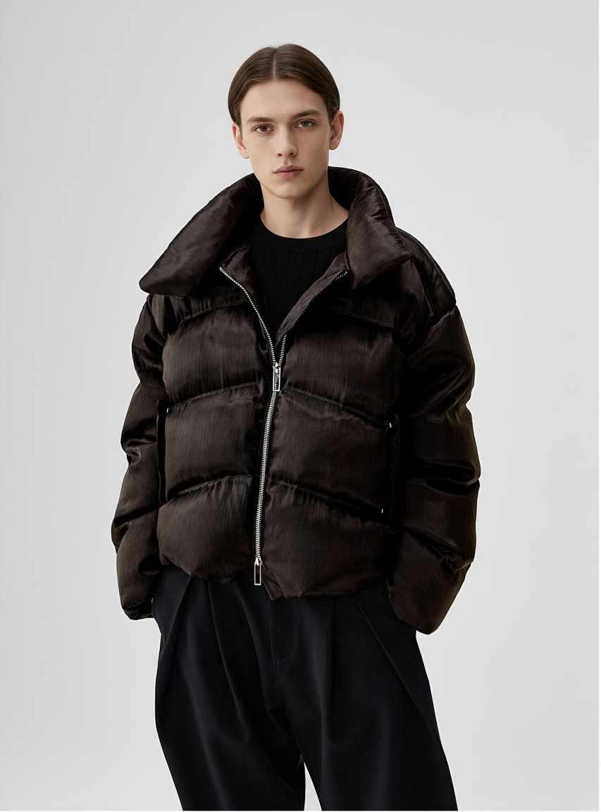 HEAVY LIQUID METAL TEXTURE DOWN JACKET