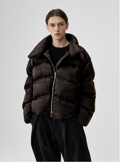 HEAVY LIQUID METAL TEXTURE DOWN JACKET