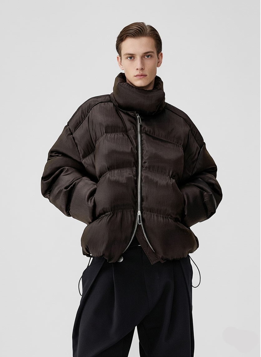 HEAVY LIQUID METAL TEXTURE DOWN JACKET