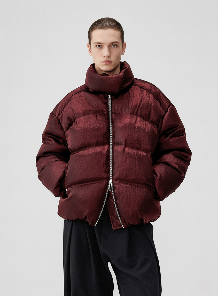 HEAVY LIQUID METAL TEXTURE DOWN JACKET