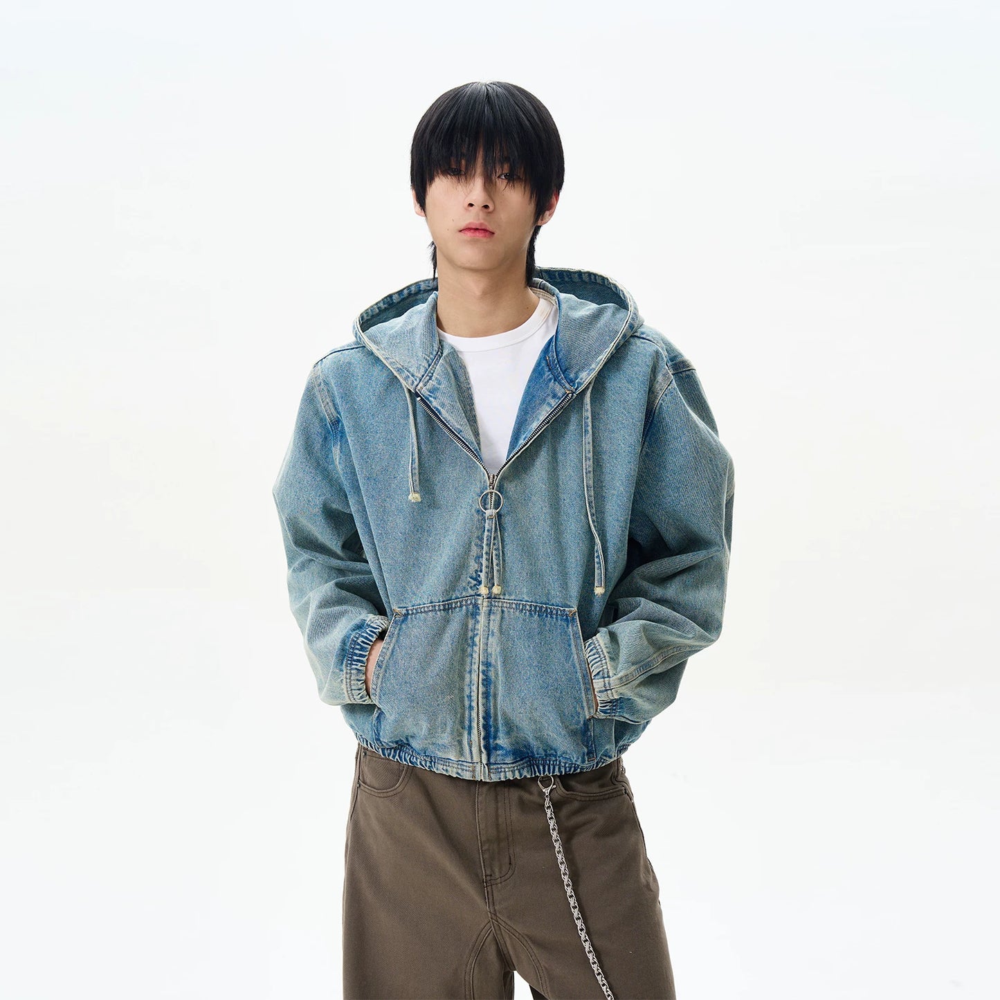 VINTAGE DENIM ZIP HOODIE
