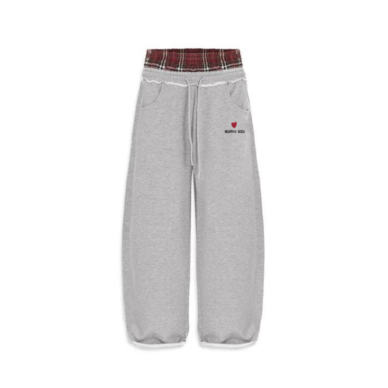 CHECK LAYERED SWEAT PANTS