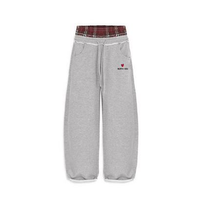 CHECK LAYERED SWEAT PANTS