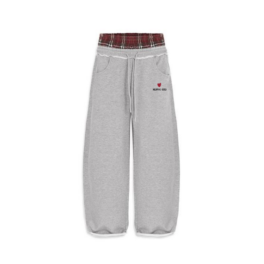 CHECK LAYERED SWEAT PANTS