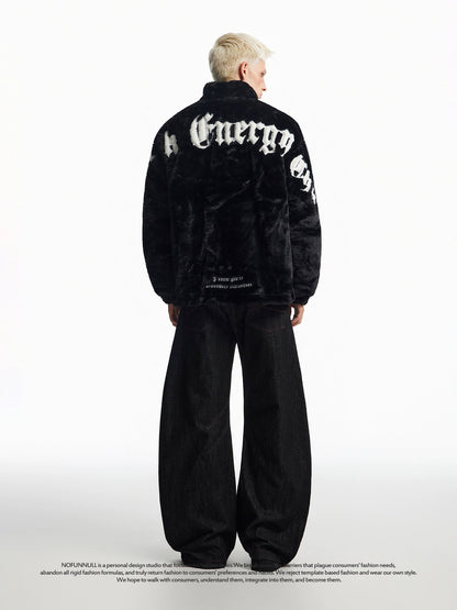 EMBROIDERY BOA HOODED JACKET