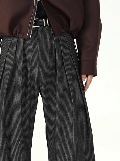 SHADOW STRIPE WIDE-LEG SLACKS