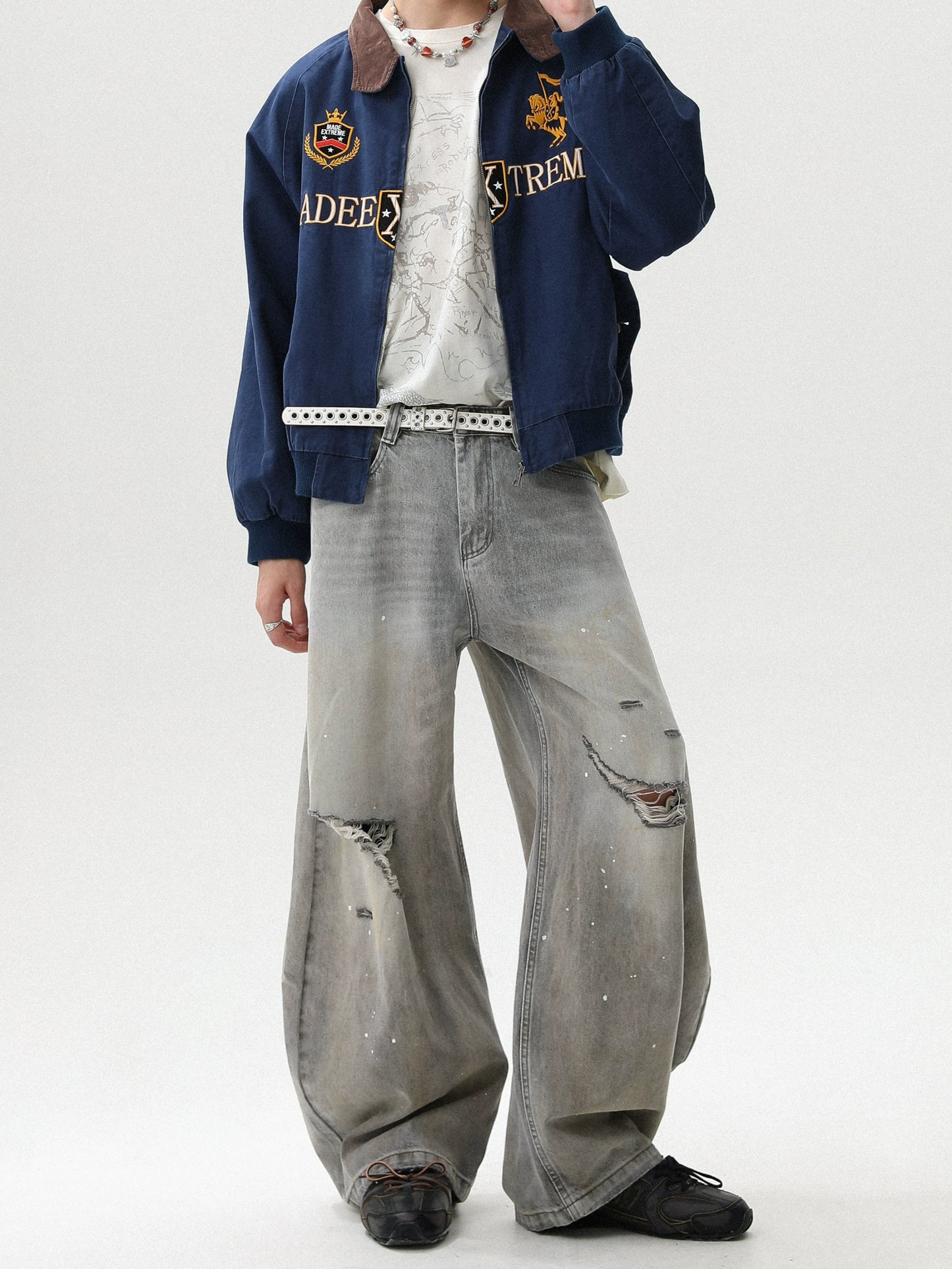 PAINT DAMAGE WASHED BAGGY DENIM
