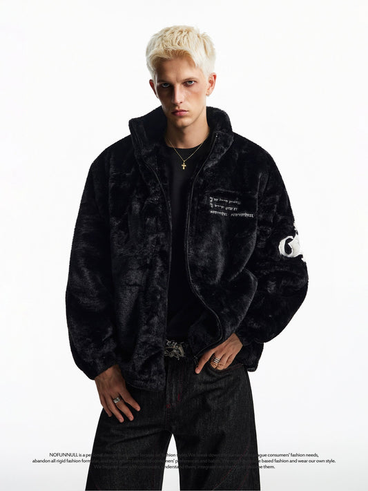 EMBROIDERY BOA HOODED JACKET