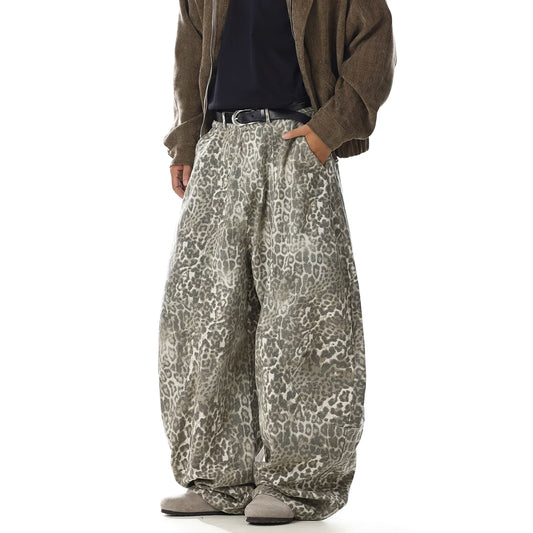 WIDE SILHOUETTE LEOPARD TROUSERS