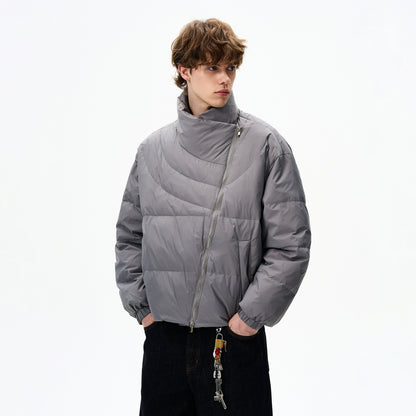CURVED ZIP PUFFER JACKET