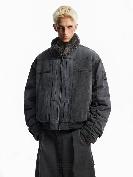 VINTAGE WASHED MILITARY ZIPPED JACKET