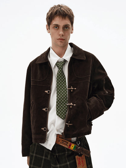 CLASSIC SUEDE BUCKLE ZIP JACKET