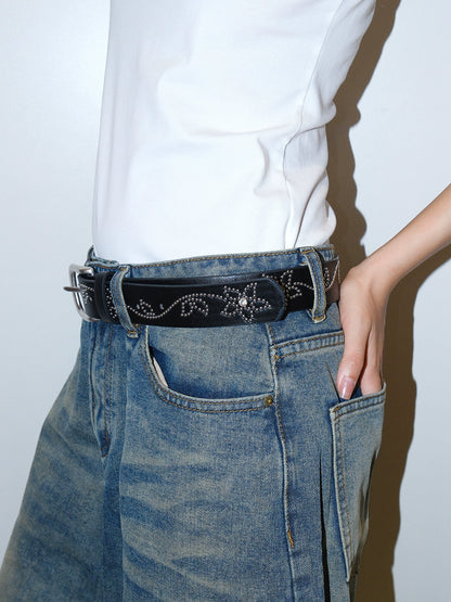WESTERN STUDDED LEATHER BELT