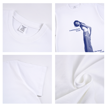BLUE MONOTONE MODEL PRINT T-SHIRTS