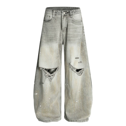 PAINT DAMAGE WASHED BAGGY DENIM