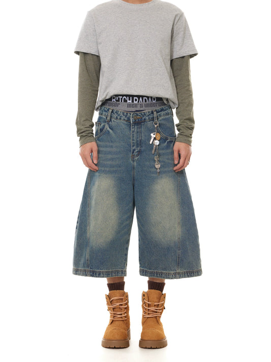 VINTAGE WASHED BOXY DENIM SHORTS