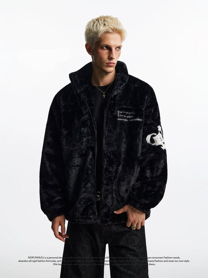 EMBROIDERY BOA HOODED JACKET