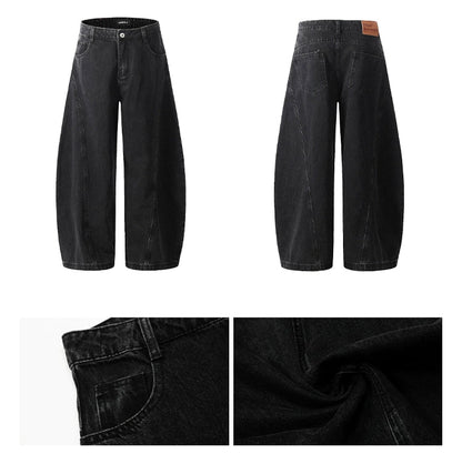 WASHED FRONT TUCK BAGGY DENIM