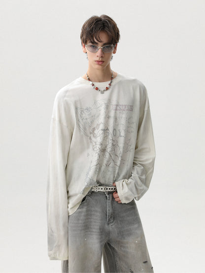 AMERICAN VINTAGE STAINED COTTON LONG-SLEEVE T-SHIRT
