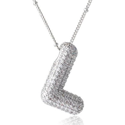 ICY CRYSTAL INITIAL NECKLACE (SILVER)