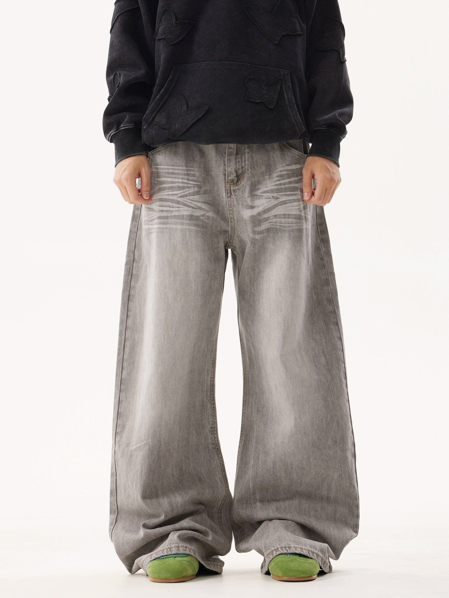 WASH AGED BAGGY DENIM PANTS