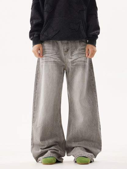 WASH AGED BAGGY DENIM PANTS